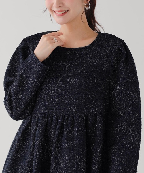 Fit more(フィットモア)の「ツイードバックベロアリボンペプラムトップス(その他トップス・レディース・ネイビー/クリーム/グレー・FREE)」の15枚目の写真