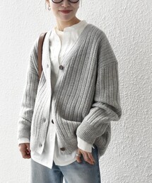 SHIPS any | SHIPS any: リブ タック編み Vネック ルーズ ニット カーディガン(カーディガン/ボレロ)