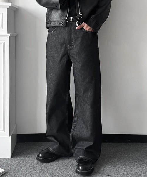 JOHNNY WOLF（ジョニーウルフ）の「SAGA ワンウォッシュ ワイド ストレート デニムパンツ（デニムパンツ・メンズ・ブラック・S/M/L）」の6枚目の写真