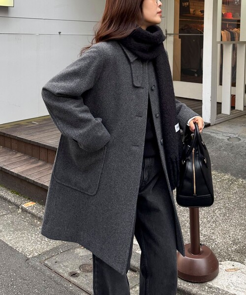 Super100ステンカラーミドルコート（ステンカラーコート）｜fredy emue