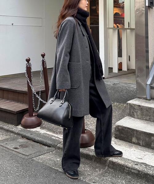 fredy emue（フレディエミュ）の「Super100ステンカラーミドルコート（ダッフルコート・レディース・ネイビー/ベージュ/チャコールグレー・36/38）」の8枚目の写真