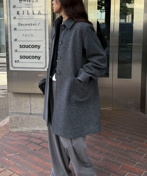 Super100ステンカラーミドルコート（ダッフルコート）｜fredy emue