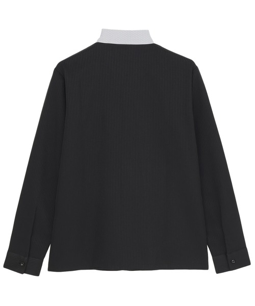 TOKYO SHIRTS(トウキョウシャツ)の「【吸水速乾】【COFREX】配色ボウタイブラウス 長袖 レディースデザインシャツ(シャツ/ブラウス・レディース・グレー・M/S/L/LL/XL)」の5枚目の写真
