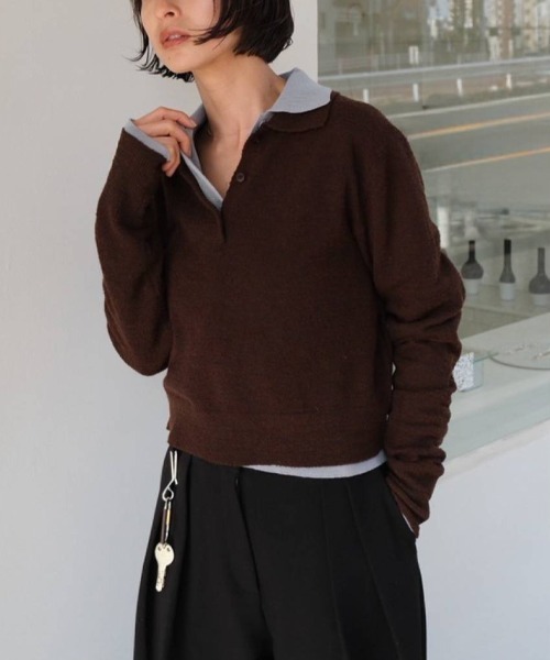 TODAYFUL（トゥデイフル）の「TODAYFUL　Layered Polo Knit レイヤードポロニット/12610508（ニット/セーター・レディース・チョコ/キナリ・ONE SIZE）」の17枚目の写真