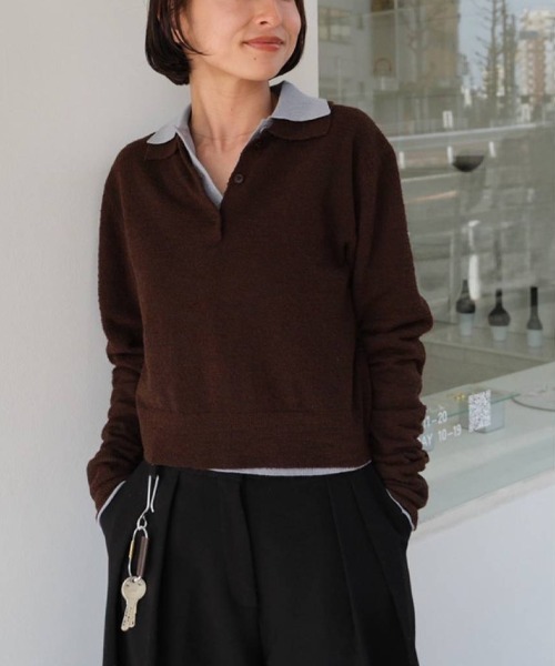 TODAYFUL（トゥデイフル）の「TODAYFUL　Layered Polo Knit レイヤードポロニット/12610508（ニット/セーター・レディース・チョコ/キナリ・ONE SIZE）」の8枚目の写真