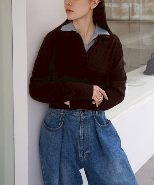 TODAYFUL（トゥデイフル）の「TODAYFUL　Layered Polo Knit レイヤードポロニット/12610508（ニット/セーター・レディース・チョコ/キナリ・ONE SIZE）」の9枚目の写真
