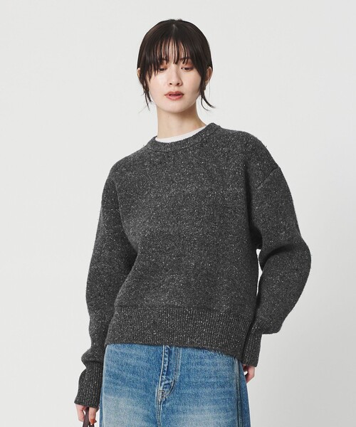 BEAUTY&YOUTH UNITED ARROWS（ビューティーアンドユースユナイテッドアローズ）の「ウールブレンド シルクネップ ニットプルオーバー（ニット/セーター・レディース・ダークグレー/ダークブラウン・FREE）」の2枚目の写真