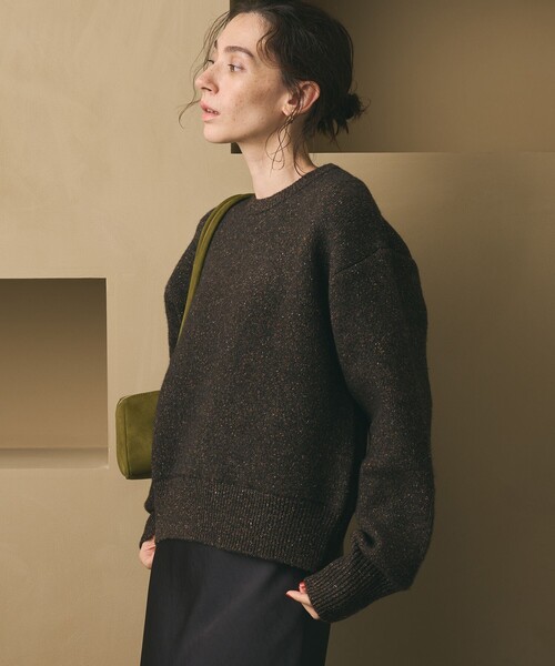 BEAUTY&YOUTH UNITED ARROWS（ビューティーアンドユースユナイテッドアローズ）の「ウールブレンド シルクネップ ニットプルオーバー（ニット/セーター・レディース・ダークグレー/ダークブラウン・FREE）」の4枚目の写真