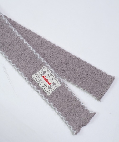 shopnikoniko（ショップニコニコ）の「スリムマフラー  ウェーブステッチ レースワッペン付き ニット マフラー（マフラー・レディース・ブラウン/ホワイト/ブラック/グレー・フリー）」の18枚目の写真