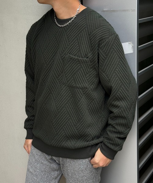 ikka（イッカ）の「フクレジャカードポケット付きクルーネックプルオーバー（スウェット・メンズ・ベージュ/ホワイト/カーキ/ブラック・M/L/XL/S）」の4枚目の写真