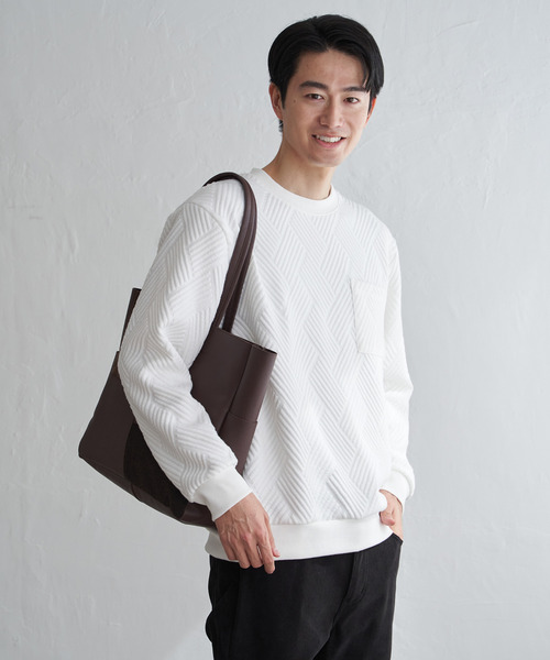 ikka（イッカ）の「フクレジャカードポケット付きクルーネックプルオーバー（スウェット・メンズ・ベージュ/ホワイト/カーキ/ブラック・M/L/XL/S）」の21枚目の写真
