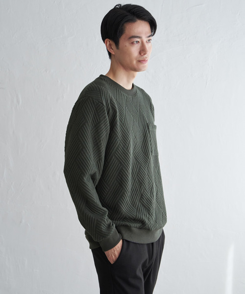 ikka（イッカ）の「フクレジャカードポケット付きクルーネックプルオーバー（スウェット・メンズ・ベージュ/ホワイト/カーキ/ブラック・M/L/XL/S）」の12枚目の写真