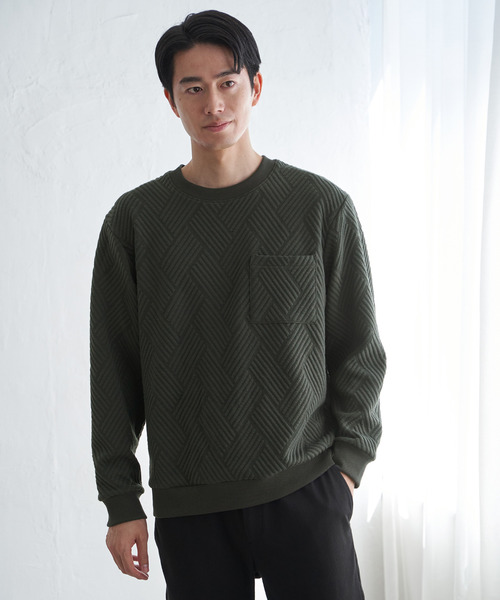 ikka（イッカ）の「フクレジャカードポケット付きクルーネックプルオーバー（スウェット・メンズ・ベージュ/ホワイト/カーキ/ブラック・M/L/XL/S）」の14枚目の写真