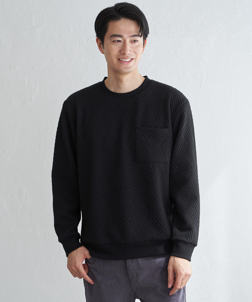 ikka（イッカ）の「フクレジャカードポケット付きクルーネックプルオーバー（スウェット・メンズ・ベージュ/ホワイト/カーキ/ブラック・M/L/XL/S）」の5枚目の写真
