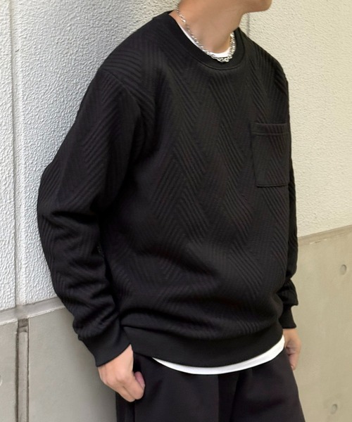 ikka（イッカ）の「フクレジャカードポケット付きクルーネックプルオーバー（スウェット・メンズ・ベージュ/ホワイト/カーキ/ブラック・M/L/XL/S）」の8枚目の写真