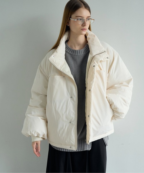 ELLUV（エルブ）の「【ELLUV/エルヴ】防風/ストレッチファブリック モードジップギミック ショートダウンジャケット Ep2.（ダウンジャケット/コート・メンズ・ブラック/ホワイト・L/M/S）」の21枚目の写真