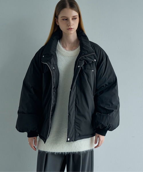 ELLUV（エルブ）の「【ELLUV/エルヴ】防風/ストレッチファブリック モードジップギミック ショートダウンジャケット Ep2.（ダウンジャケット/コート・メンズ・ブラック/ホワイト・L/M/S）」の8枚目の写真