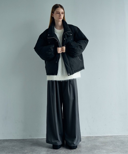 ELLUV（エルブ）の「【ELLUV/エルヴ】防風/ストレッチファブリック モードジップギミック ショートダウンジャケット Ep2.（ダウンジャケット/コート・メンズ・ブラック/ホワイト・L/M/S）」の11枚目の写真