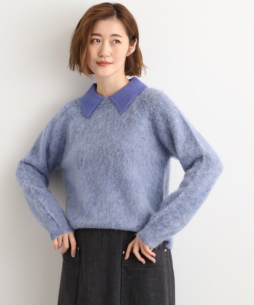 grove(グローブ)の「異素材ビッグカラーニット(ニット/セーター・レディース・ブルー系その他/ベージュ/グレー・03/02/05/04/01)」の16枚目の写真