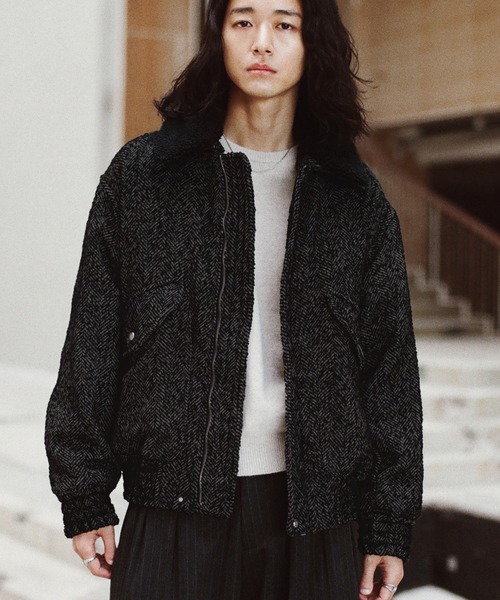 DETACHABLE BOA TWEED HERRINGBONE BLOUSON（ブルゾン）｜WYM LIDNM