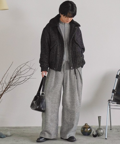 DETACHABLE BOA TWEED HERRINGBONE BLOUSON（ブルゾン）｜WYM LIDNM