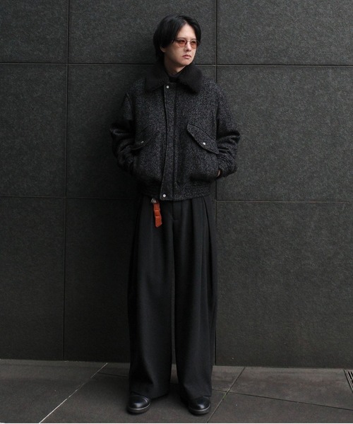 WYM LIDNM（ウィム バイ リドム）の「DETACHABLE BOA TWEED HERRINGBONE BLOUSON（ブルゾン・メンズ・グレー系/チャコール・S/M/L）」の14枚目の写真