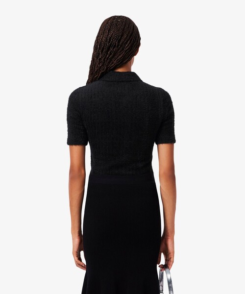 LACOSTE(ラコステ)の「スリムフィットシャギーリブニットポロシャツ(ポロシャツ・レディース・ブラック・S/M)」の2枚目の写真