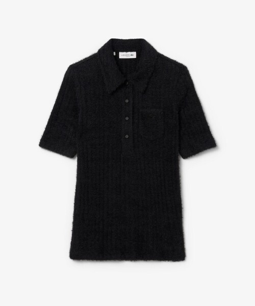 LACOSTE(ラコステ)の「スリムフィットシャギーリブニットポロシャツ(ポロシャツ・レディース・ブラック・S/M)」の3枚目の写真