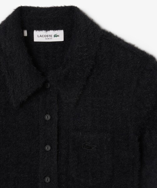 LACOSTE(ラコステ)の「スリムフィットシャギーリブニットポロシャツ(ポロシャツ・レディース・ブラック・S/M)」の4枚目の写真