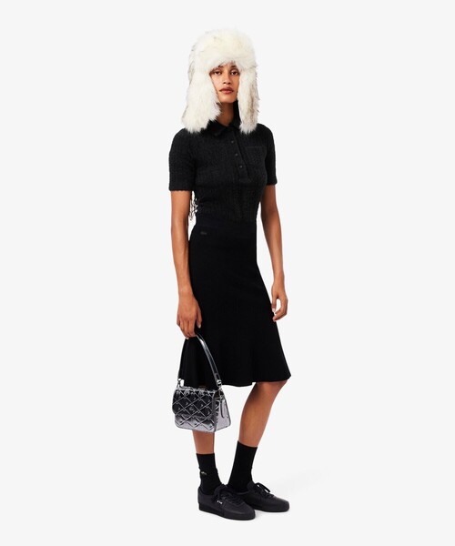 LACOSTE(ラコステ)の「スリムフィットシャギーリブニットポロシャツ(ポロシャツ・レディース・ブラック・S/M)」の6枚目の写真