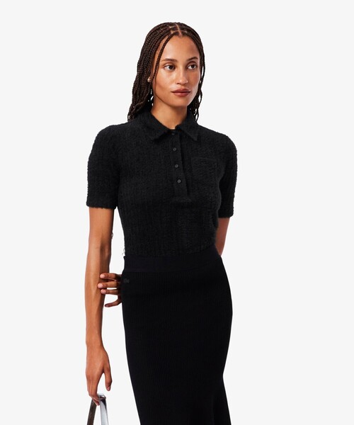 LACOSTE(ラコステ)の「スリムフィットシャギーリブニットポロシャツ(ポロシャツ・レディース・ブラック・S/M)」の7枚目の写真