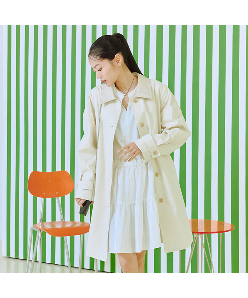 LAP(ラップ)の「ベルト付きハーフトレンチ AQ1WC260(トレンチコート・レディース・アイボリー・MEDIUM/SMALL)」の5枚目の写真