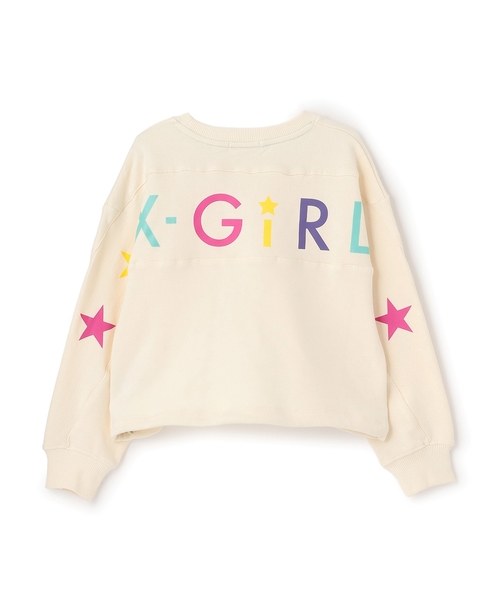 X-girl Stages（エックスガールステージス）の「カラフルバックロゴプリント 切替トレーナー（スウェット・キッズ・アイボリー/ブラック・120cm/140cm/90cm/100cm/110cm/130cm）」の7枚目の写真