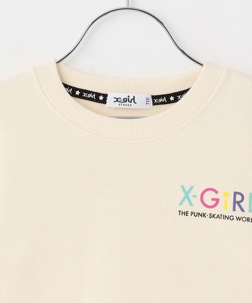 X-girl Stages（エックスガールステージス）の「カラフルバックロゴプリント 切替トレーナー（スウェット・キッズ・アイボリー/ブラック・120cm/140cm/90cm/100cm/110cm/130cm）」の8枚目の写真
