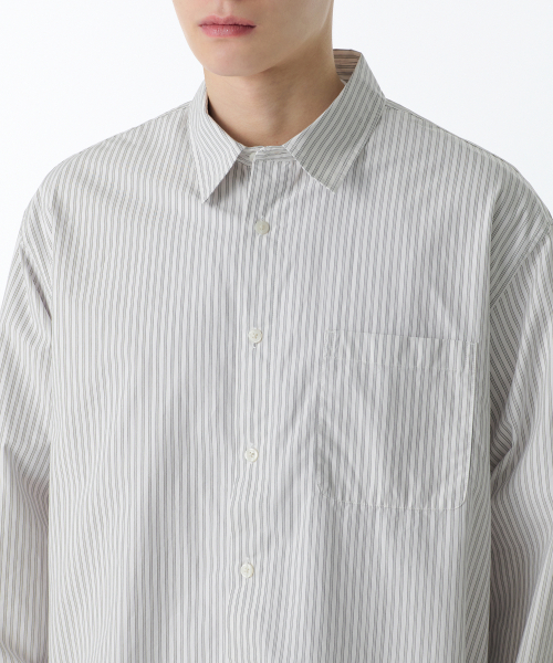 MUSINSA STANDARD（ムシンサスタンダード）の「リラックスドスリーピンストライプポプリンシャツ [アイボリー/ブラック]（シャツ/ブラウス・メンズ・その他・SMALL/MEDIUM/LARGE/X-LARGE/XX-LARGE）」の5枚目の写真