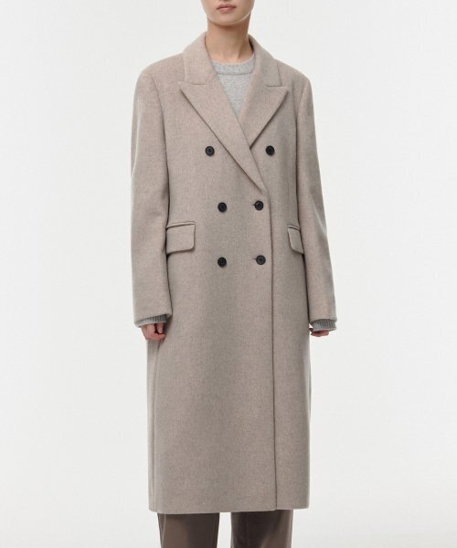 セール】レディースカシミアブレンドダブルチェスターロングコート