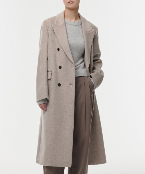セール】レディースカシミアブレンドダブルチェスターロングコート