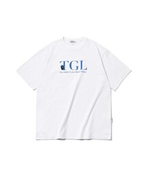 ティジエル バケットハットモール 半袖Tシャツ [ホワイト-ブルーグラフィック]