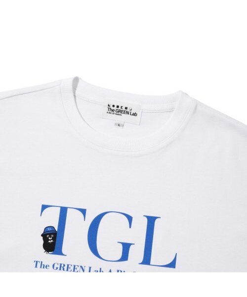 THE GREEN LAB（ザグリーンラボ）の「ティジエル バケットハットモール 半袖Tシャツ [ホワイト-ブルーグラフィック]（Tシャツ/カットソー・メンズ・その他・SMALL/MEDIUM/LARGE）」の2枚目の写真