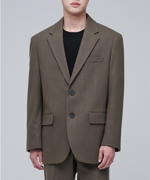 ウールフランネル特大ブレザー【ダスティベージュ】