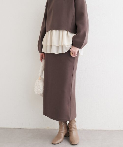 natural couture(ナチュラルクチュール)の「ダンボールタイトスカート(スカート・レディース・ブラウン/オフホワイト/チャコールグレー/グレイッシュベージュ・FREE)」の17枚目の写真