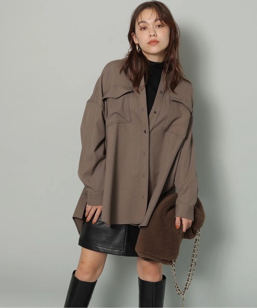 【新品】Arpege story ウールダブルクロスBigシャツ セール】ウールダブルクロスBigシャツ（シャツ/ブラウス）｜Arpege