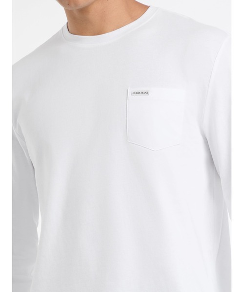 GUESS JEANS(ゲスジーンズ)の「GUESS JEANS Long Sleeves Crew Neck Regular Poket Tee 長袖Tシャツ(Tシャツ/カットソー・メンズ・ホワイト/ブラック・MEDIUM/SMALL/X-LARGE/LARGE)」の5枚目の写真
