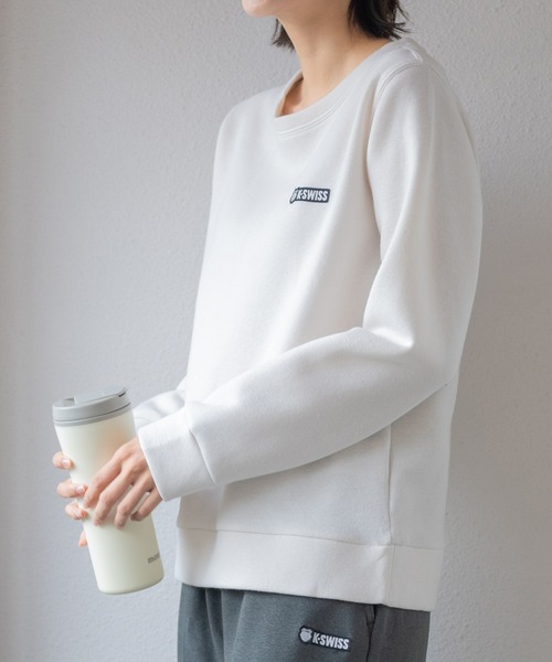 K-SWISS(ケースイス)の「【K-SWISS/ケースイス】裏起毛スウェットクルートレーナー/長袖 無地 ロゴ刺繍 スポーツカジュアル(スウェット・レディース・ブラック/アイボリー/チャコールグレー/ベージュ・LARGE/X-LARGE/MEDIUM)」の11枚目の写真