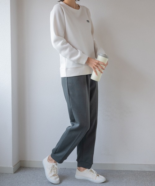 K-SWISS(ケースイス)の「【K-SWISS/ケースイス】裏起毛スウェットクルートレーナー/長袖 無地 ロゴ刺繍 スポーツカジュアル(スウェット・レディース・ブラック/アイボリー/チャコールグレー/ベージュ・LARGE/X-LARGE/MEDIUM)」の13枚目の写真