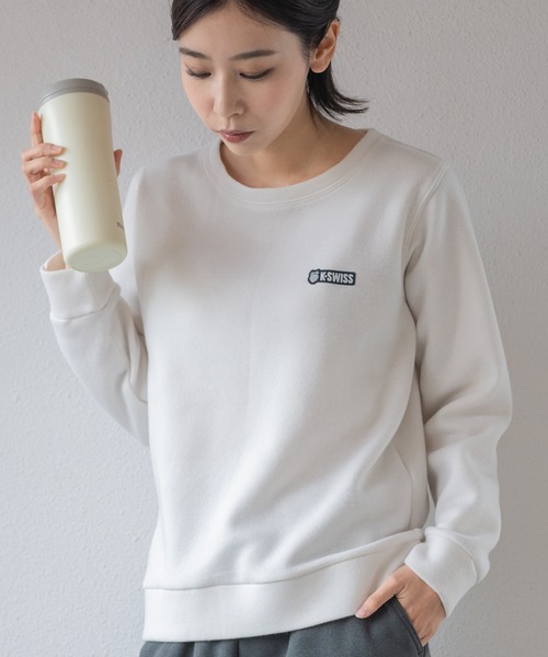 K-SWISS(ケースイス)の「【K-SWISS/ケースイス】裏起毛スウェットクルートレーナー/長袖 無地 ロゴ刺繍 スポーツカジュアル(スウェット・レディース・ブラック/アイボリー/チャコールグレー/ベージュ・LARGE/X-LARGE/MEDIUM)」の10枚目の写真