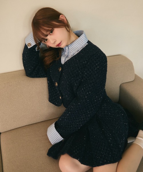 セール】ラメツイードジャケット＆プリーツスカート セットアップ