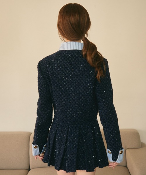 セール】ラメツイードジャケット＆プリーツスカート セットアップ