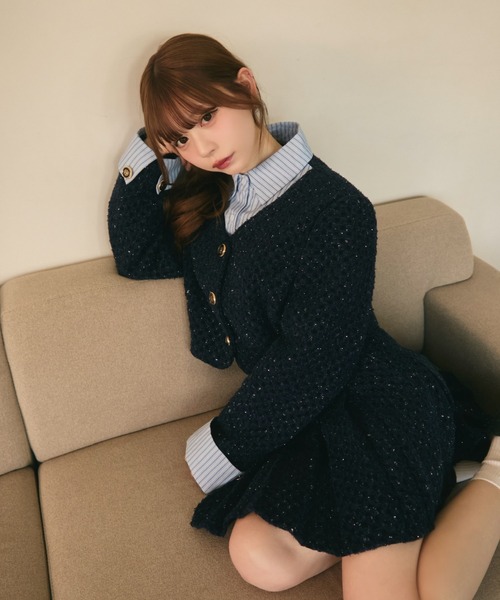 セール】ラメツイードジャケット＆プリーツスカート セットアップ