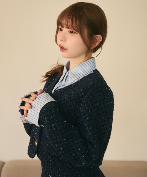 セール】ラメツイードジャケット＆プリーツスカート セットアップ
